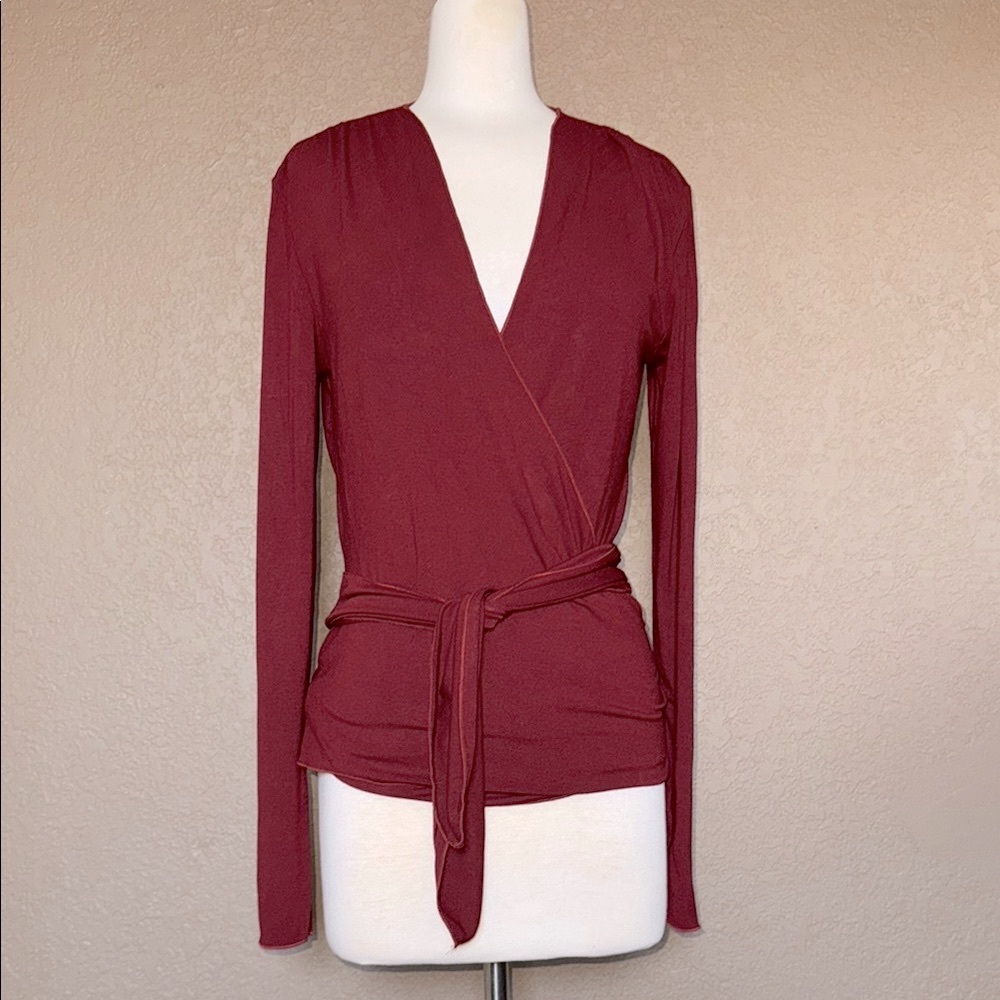 Anthropologie Burgundy Wrap Top